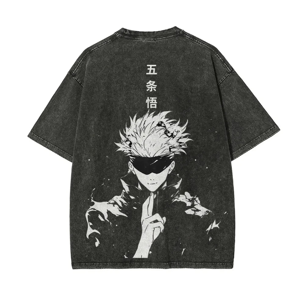 T-Shirt Gojo Satoru Jujutsu Kaisen - Acid Wash Vintage Oversize