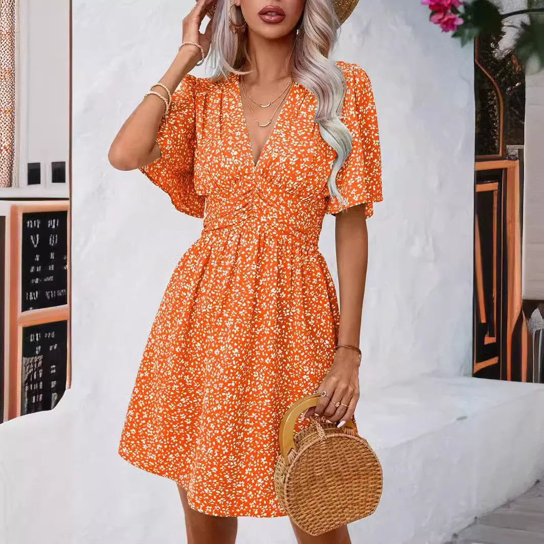 Casual Holiday Loose Short Dresses For Women 2024 Fashion Summer Women's Floral Print A-Line Dress Elegant Vintage Female Dress