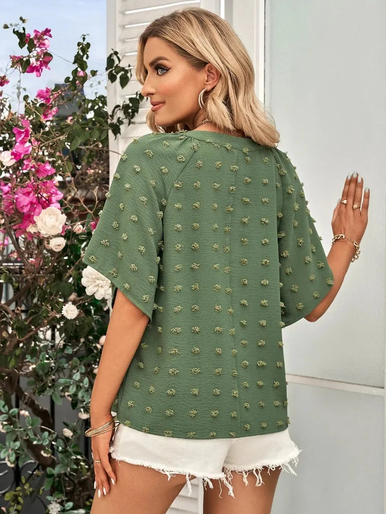 women blouse Oversized T Shirt Top Tees Non Strech Casual Regular Solid V Neck T Shirts Women's Clothing korean fashion y2k tops