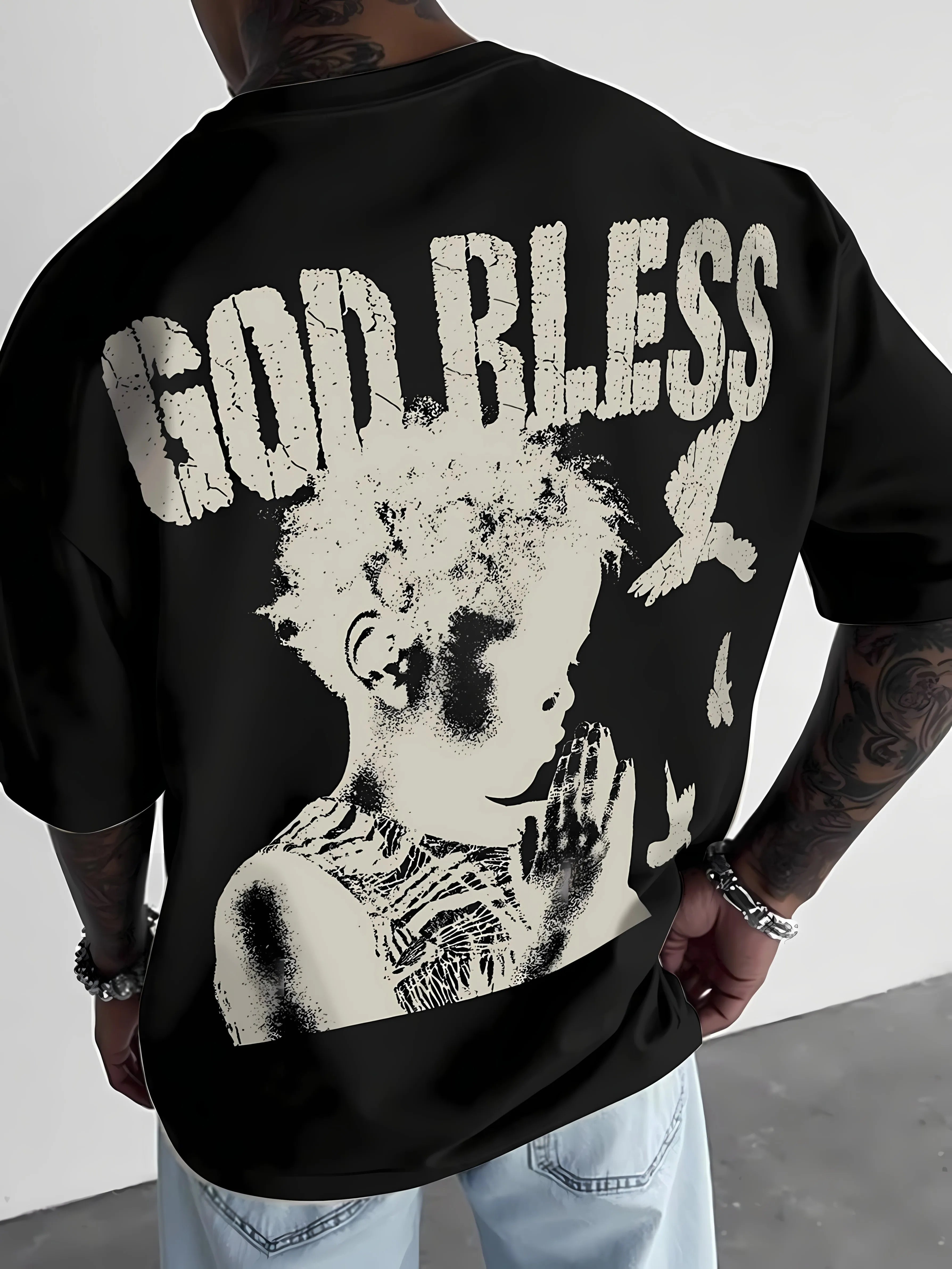 T-Shirt 3D Letter Pattern - Casual Fashion Respirant Été 2025