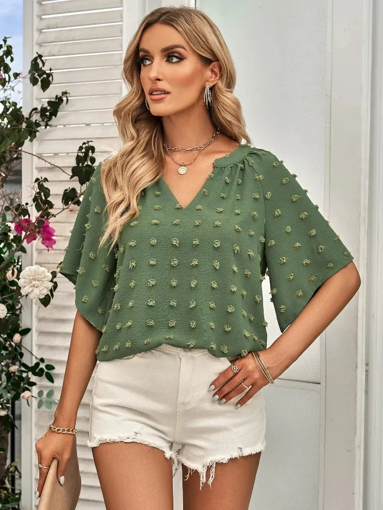 women blouse Oversized T Shirt Top Tees Non Strech Casual Regular Solid V Neck T Shirts Women's Clothing korean fashion y2k tops