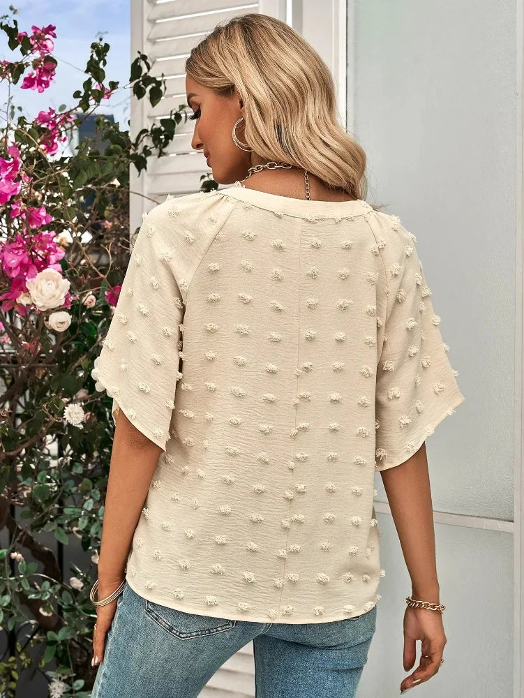 women blouse Oversized T Shirt Top Tees Non Strech Casual Regular Solid V Neck T Shirts Women's Clothing korean fashion y2k tops