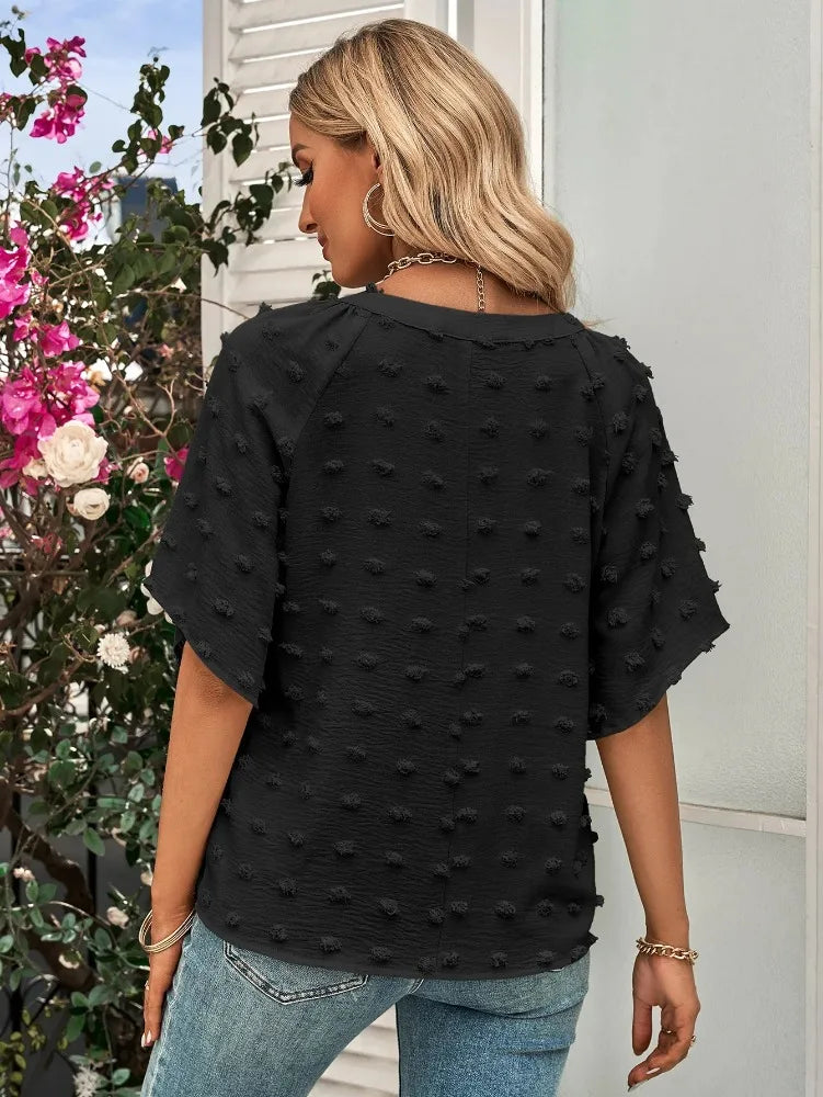 women blouse Oversized T Shirt Top Tees Non Strech Casual Regular Solid V Neck T Shirts Women's Clothing korean fashion y2k tops