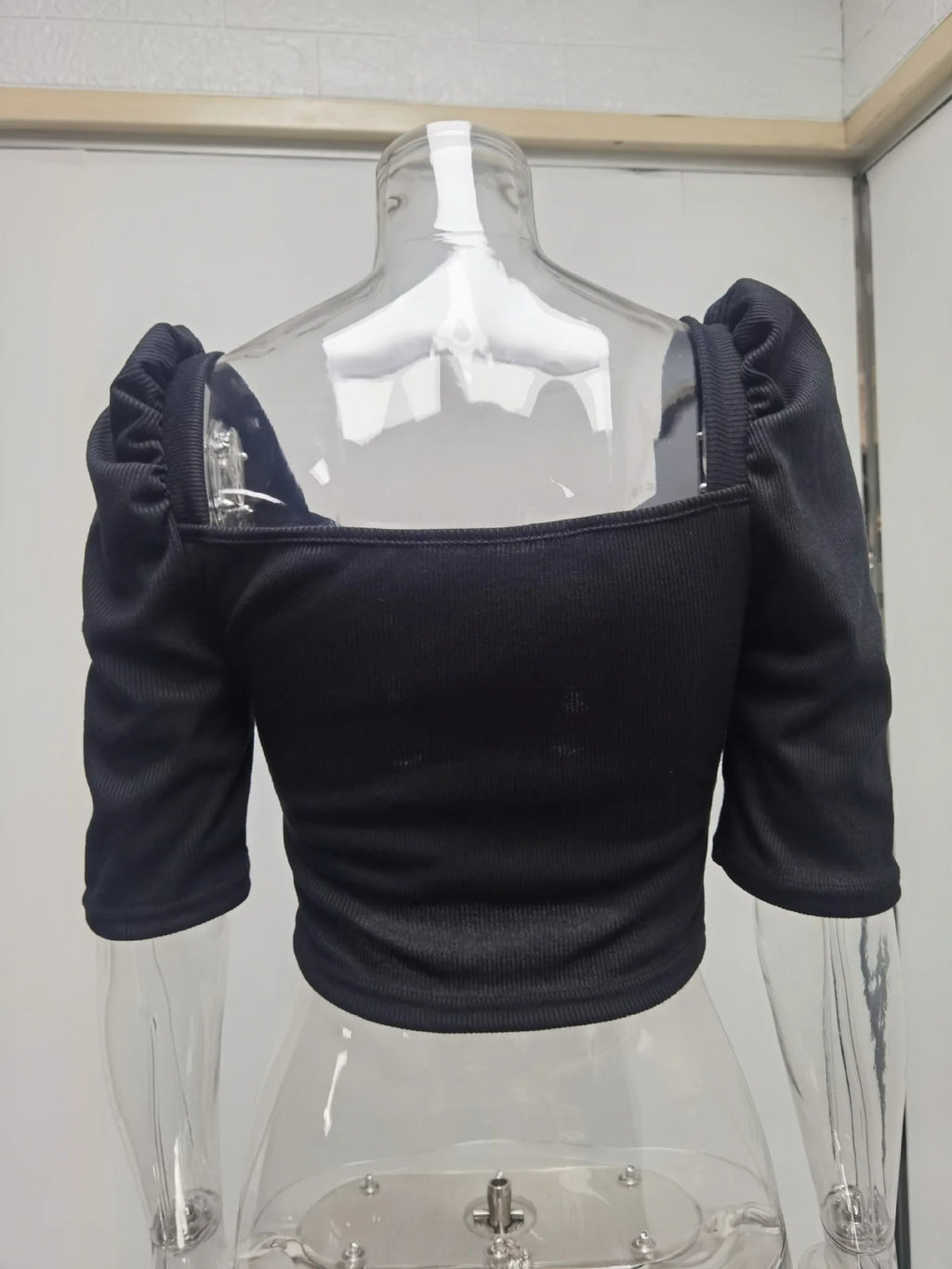 Sexy Puff Sleeve Bare Midriff Thread Knitted T Shirt Women Half Sleeves Bottoming Shirt Ladies Tee Shirt Tops Camisetas Mujer