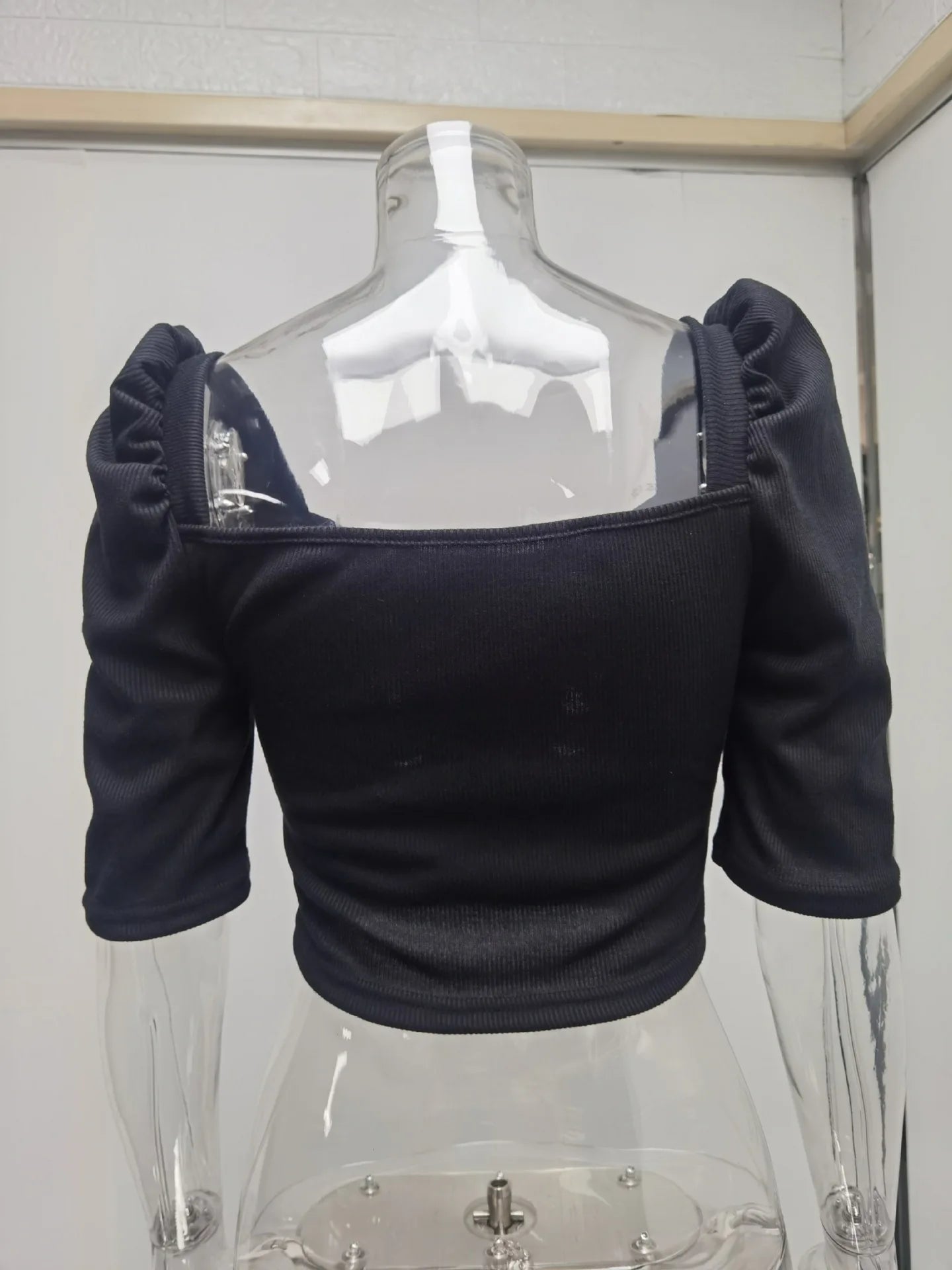 Sexy Puff Sleeve Bare Midriff Thread Knitted T Shirt Women Half Sleeves Bottoming Shirt Ladies Tee Shirt Tops Camisetas Mujer