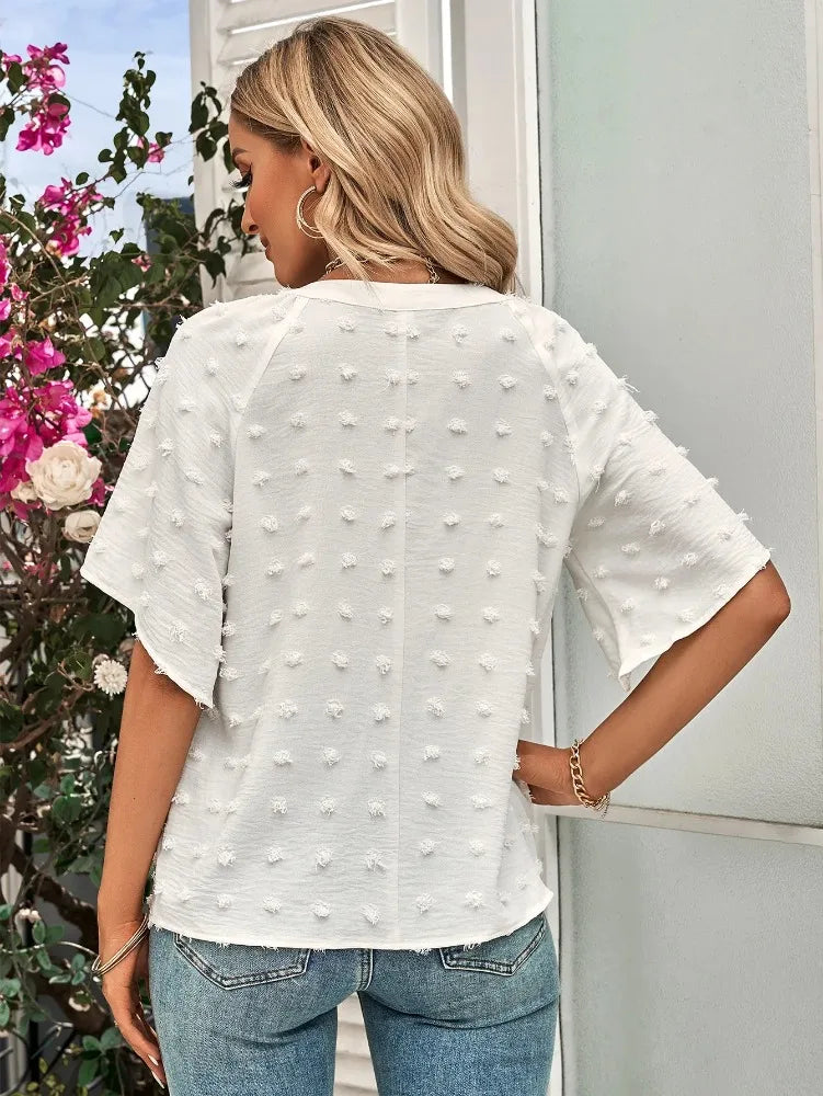 women blouse Oversized T Shirt Top Tees Non Strech Casual Regular Solid V Neck T Shirts Women's Clothing korean fashion y2k tops
