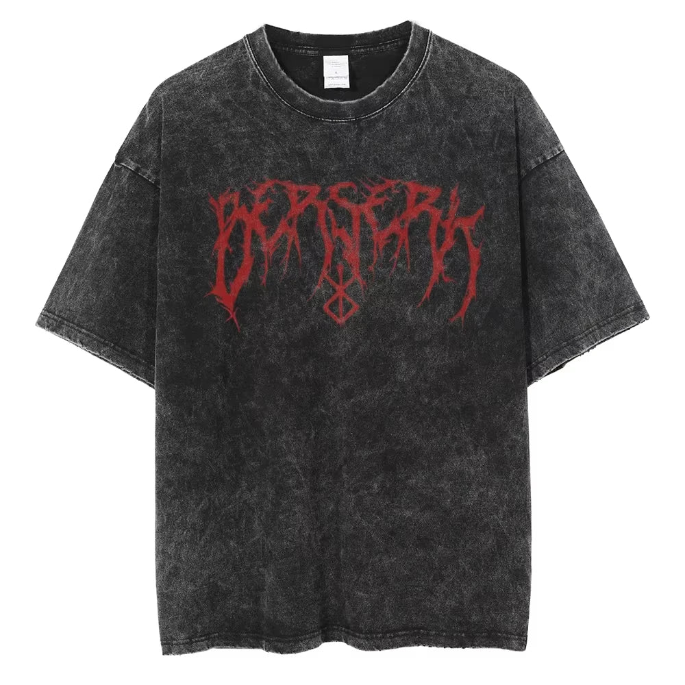 T-Shirt Berserk Logo - Vintage Manga Washed Cotton Streetwear