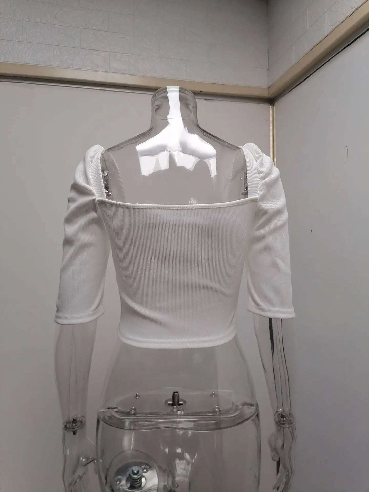 Sexy Puff Sleeve Bare Midriff Thread Knitted T Shirt Women Half Sleeves Bottoming Shirt Ladies Tee Shirt Tops Camisetas Mujer