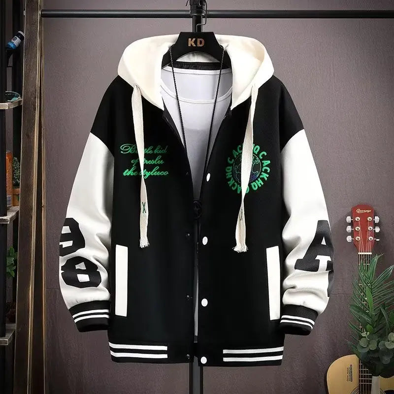 2023 Spring Autumn Men's Jackets Korean Fashion Harajuku Streetwear Print Coats Men Casual Men Clothing Trend Hooded Jackets Men