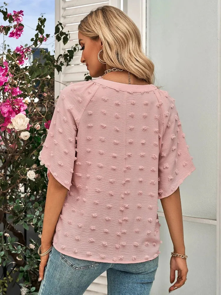 women blouse Oversized T Shirt Top Tees Non Strech Casual Regular Solid V Neck T Shirts Women's Clothing korean fashion y2k tops
