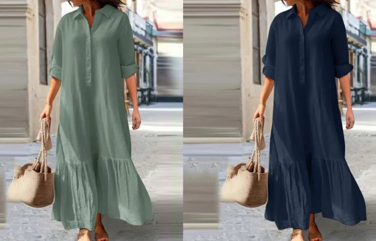 Casual Long Sleeve Woman Dress Office Lady Spring Summer Fashion Elegant Solid Shirt Dress Dresses For Women 2024 Female Robe