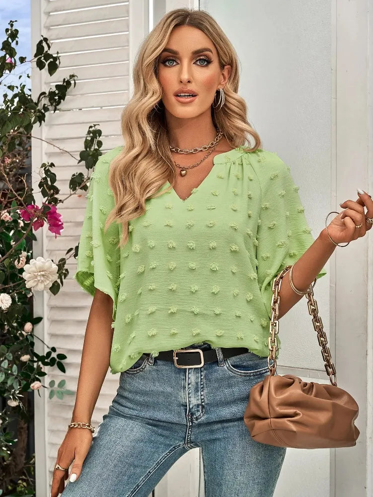 women blouse Oversized T Shirt Top Tees Non Strech Casual Regular Solid V Neck T Shirts Women's Clothing korean fashion y2k tops