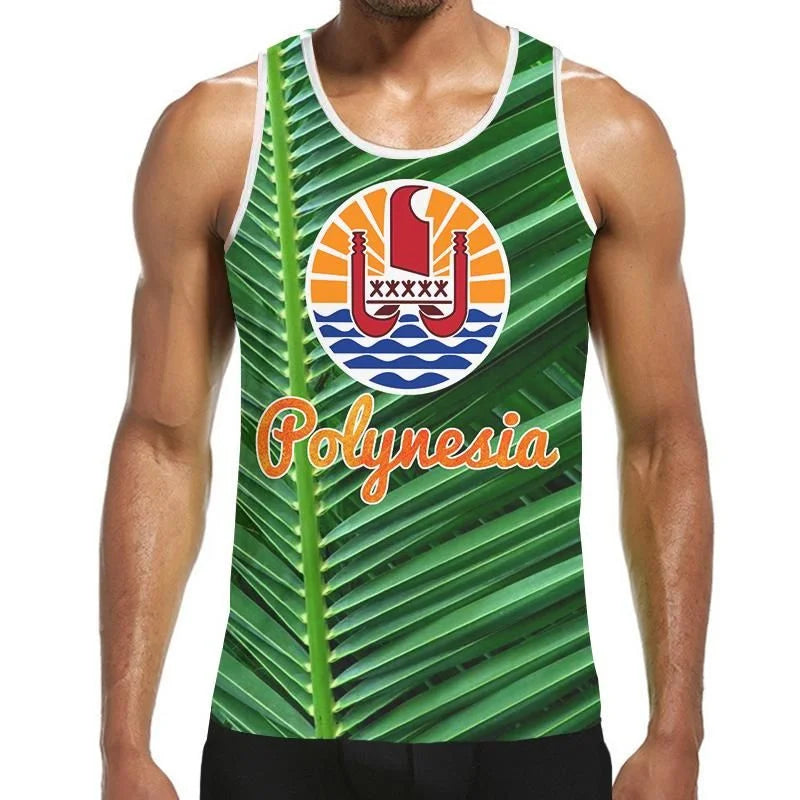 Fashion 3D Print Polynesia Tahiti Hawaiian Tank Top Men Hipster Summer Casual Quick Dry Sleeveless Loose Gym Vest Streetwear