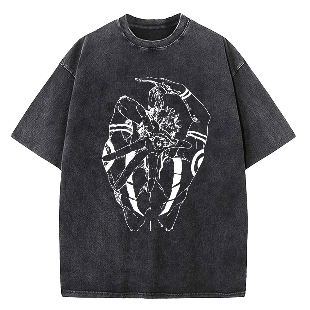 Gojo Satoru Jujutsu Kaisen T Shirt Men Women Tshirt Vintage Washed Cotton T-shirt Clothing Summer Short Sleeve Tees Streetwear