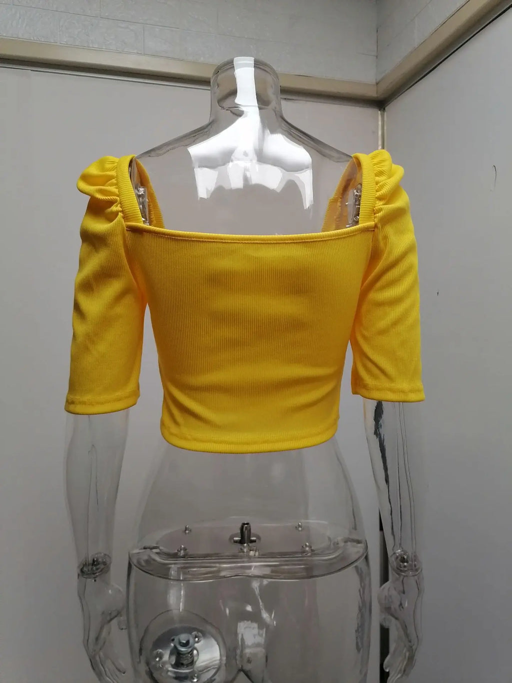 Sexy Puff Sleeve Bare Midriff Thread Knitted T Shirt Women Half Sleeves Bottoming Shirt Ladies Tee Shirt Tops Camisetas Mujer