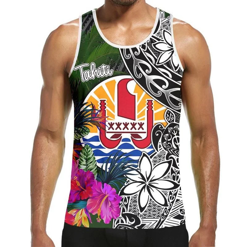 Fashion 3D Print Polynesia Tahiti Hawaiian Tank Top Men Hipster Summer Casual Quick Dry Sleeveless Loose Gym Vest Streetwear