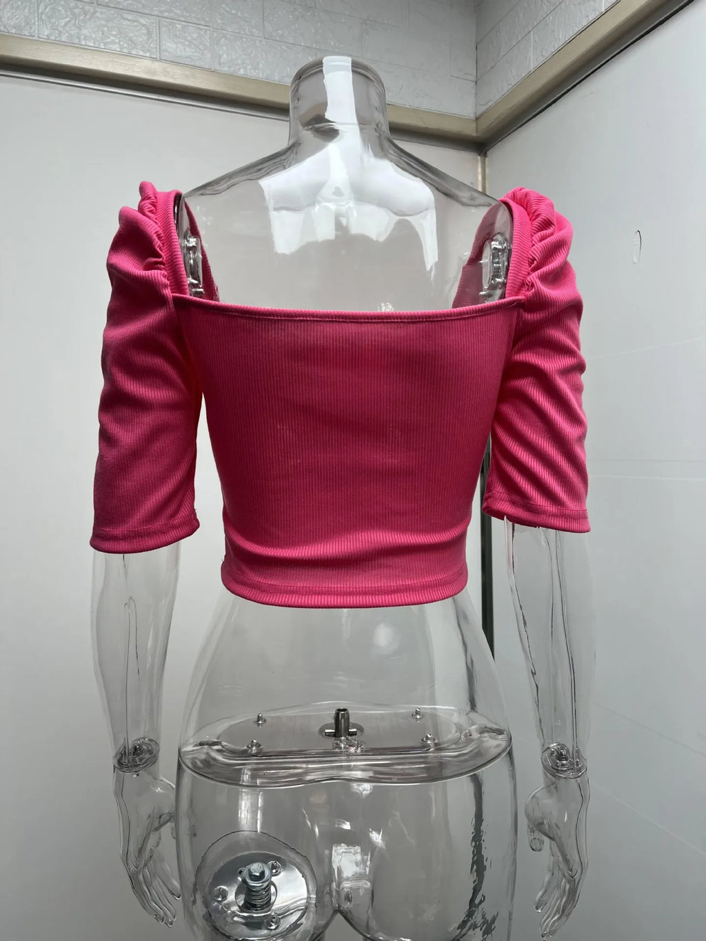Sexy Puff Sleeve Bare Midriff Thread Knitted T Shirt Women Half Sleeves Bottoming Shirt Ladies Tee Shirt Tops Camisetas Mujer