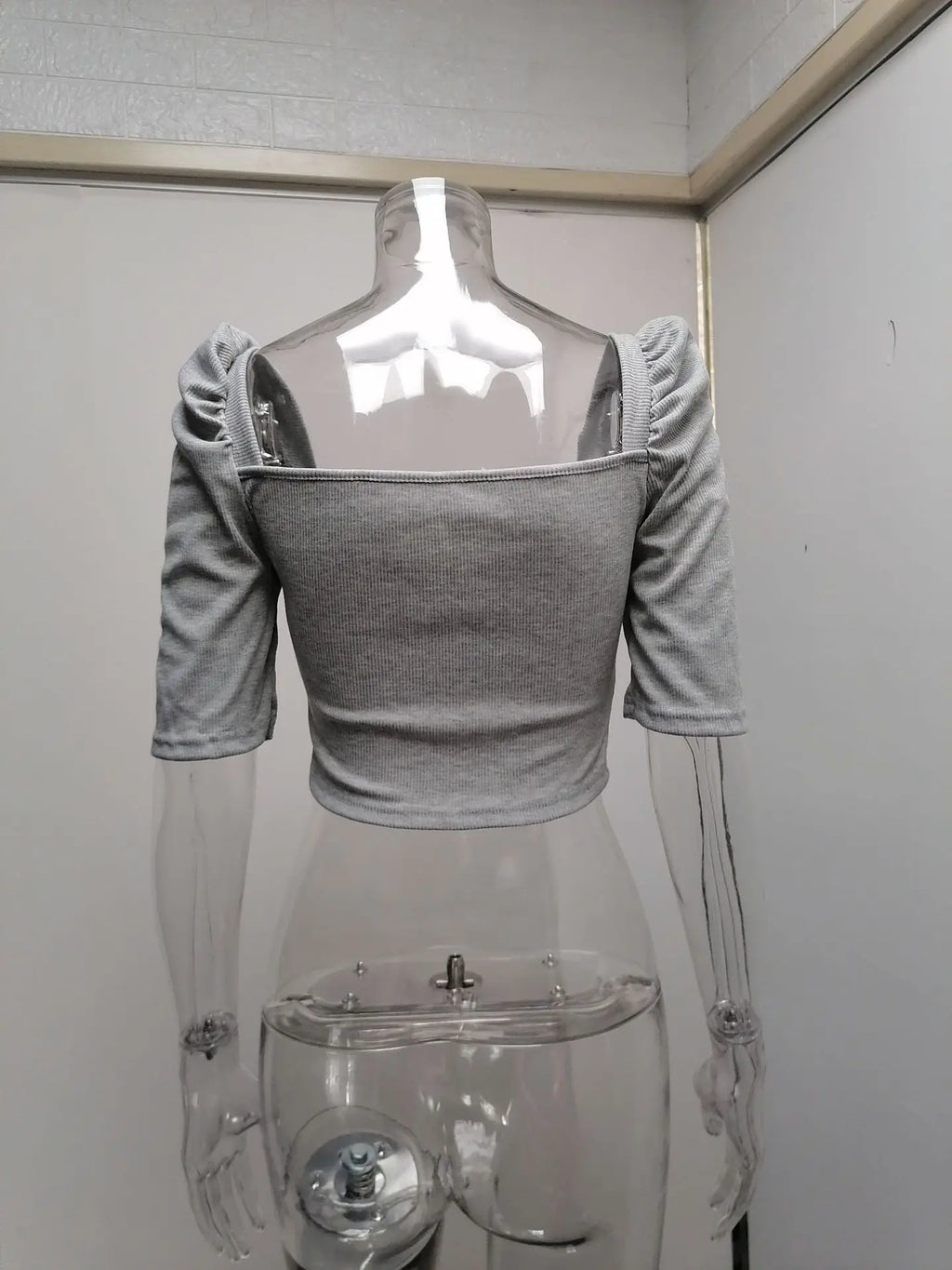Sexy Puff Sleeve Bare Midriff Thread Knitted T Shirt Women Half Sleeves Bottoming Shirt Ladies Tee Shirt Tops Camisetas Mujer