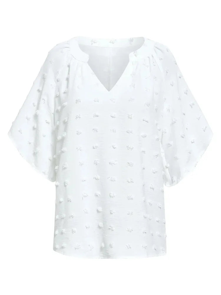 women blouse Oversized T Shirt Top Tees Non Strech Casual Regular Solid V Neck T Shirts Women's Clothing korean fashion y2k tops