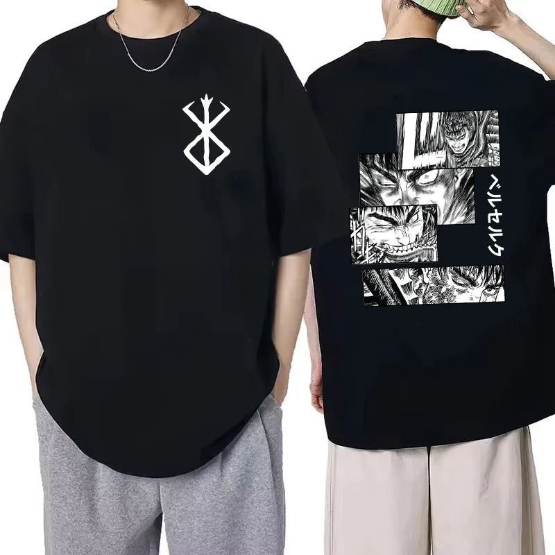 T-Shirt Berserk Guts Print - 90s Summer Casual Manga Tee