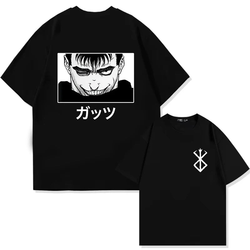 T-Shirt Berserk Guts Print - 90s Summer Casual Manga Tee