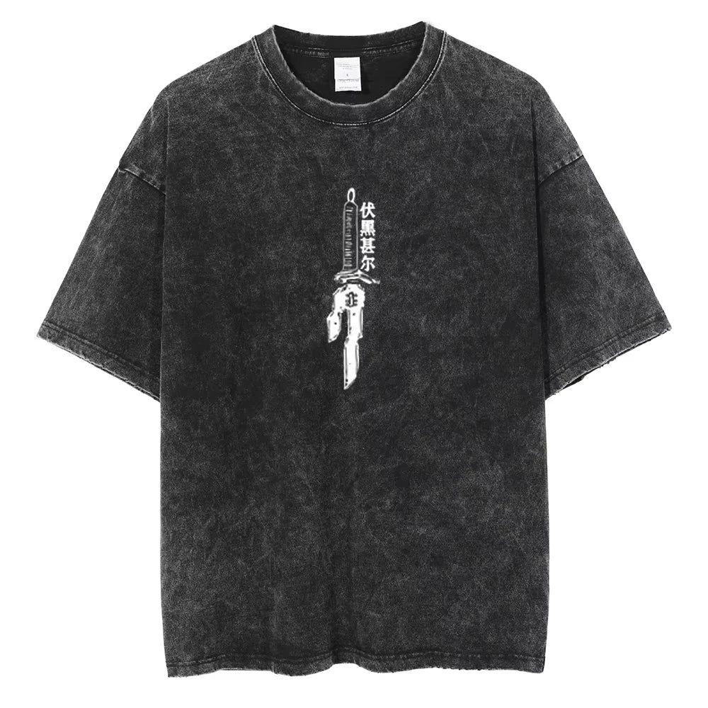 T-Shirt Berserk Logo - Vintage Manga Washed Cotton Streetwear