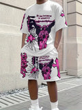 Cool And Trendy 3D Printed Men's Casual Short-sleeved Suit With Riding Style, New Men's Round-neck Short-sleeved Top And Shorts