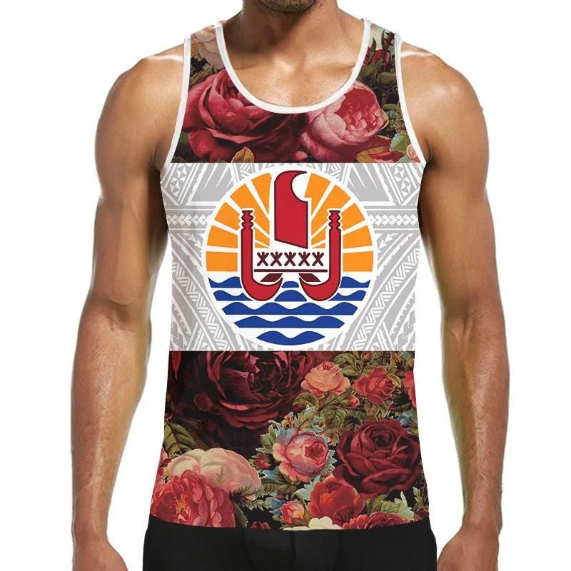 Fashion 3D Print Polynesia Tahiti Hawaiian Tank Top Men Hipster Summer Casual Quick Dry Sleeveless Loose Gym Vest Streetwear