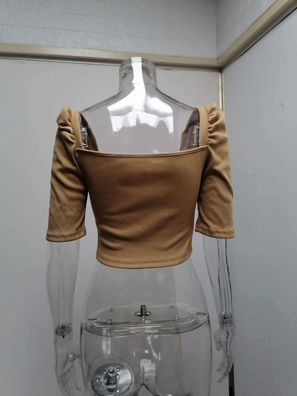 Sexy Puff Sleeve Bare Midriff Thread Knitted T Shirt Women Half Sleeves Bottoming Shirt Ladies Tee Shirt Tops Camisetas Mujer