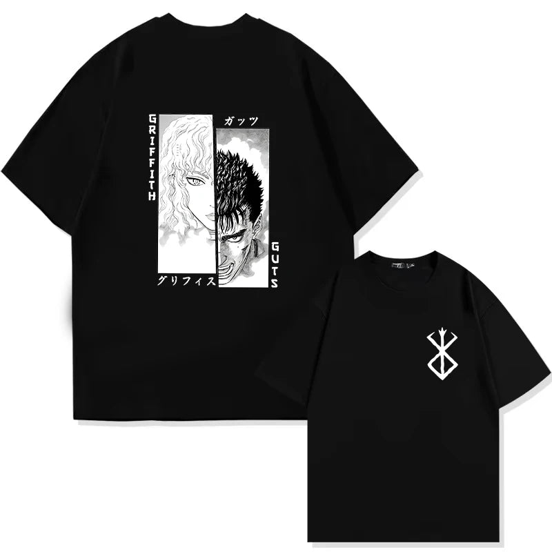 T-Shirt Berserk Guts Print - 90s Summer Casual Manga Tee