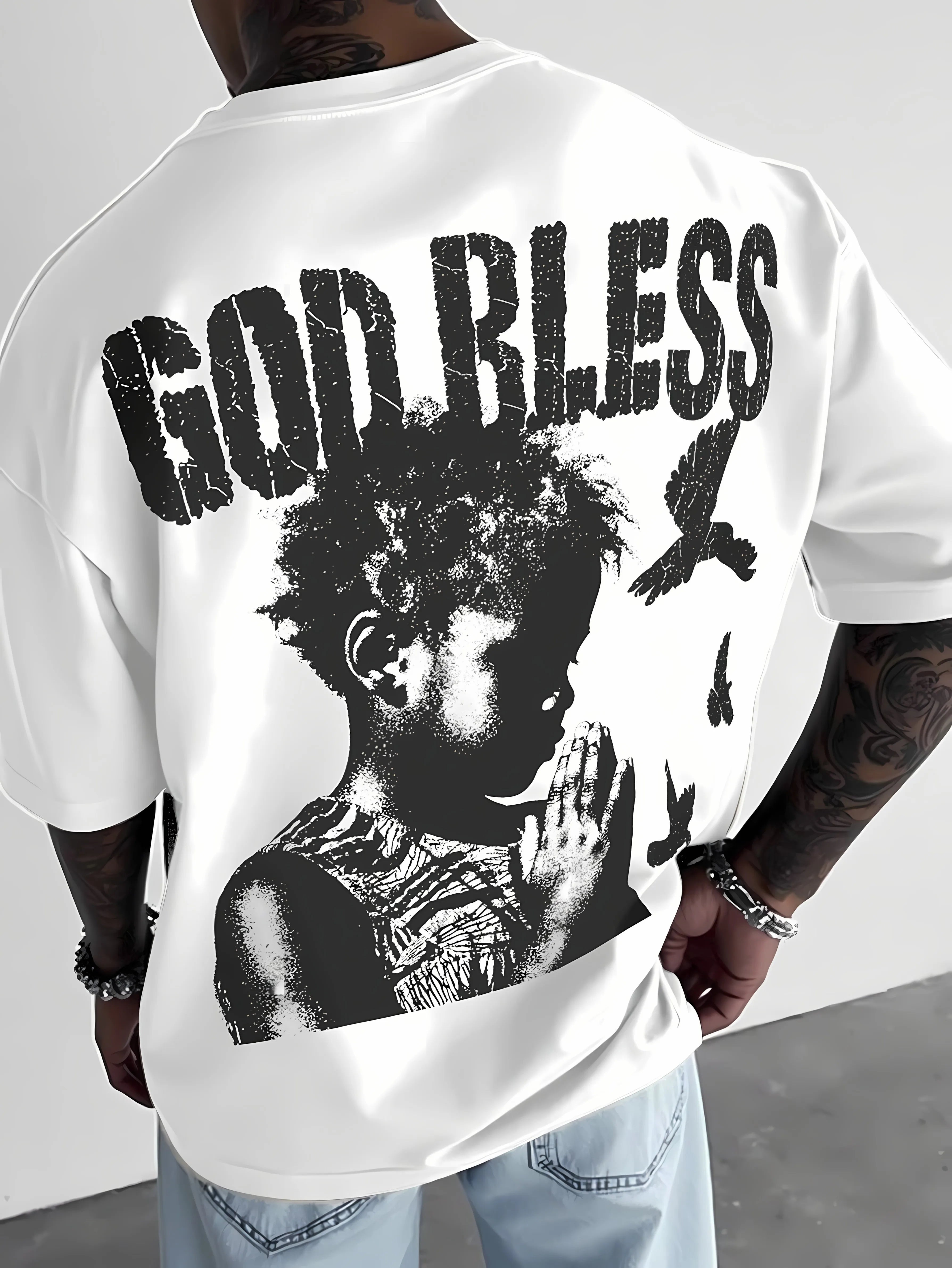 T-Shirt 3D Letter Pattern - Casual Fashion Respirant Été 2025