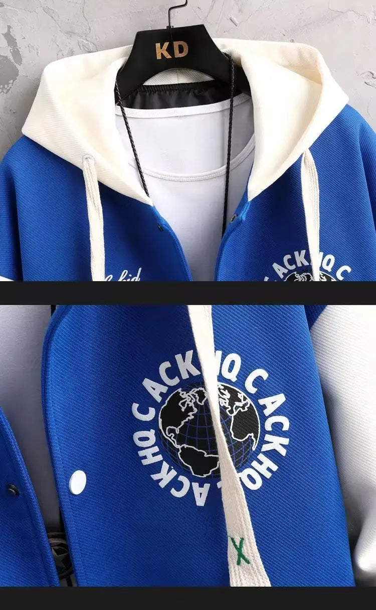 2023 Spring Autumn Men's Jackets Korean Fashion Harajuku Streetwear Print Coats Men Casual Men Clothing Trend Hooded Jackets Men